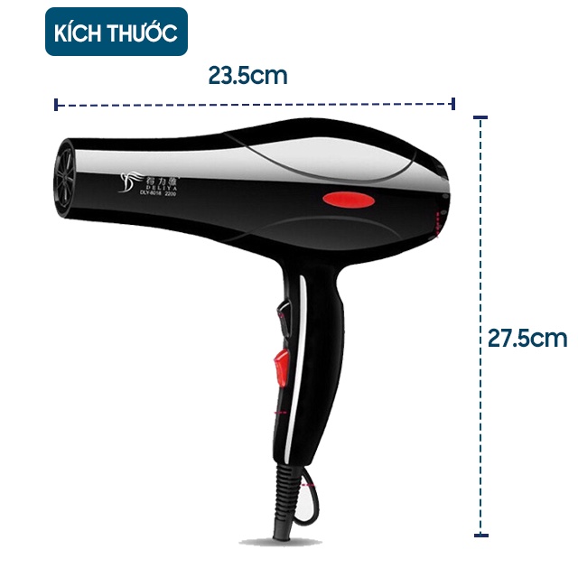 Máy sấy tóc công suất lớn tạo kiểu DELIYA chính hãng, máy khò xấy tóc 2 chiều nóng lạnh 2200w + Tặng phụ kiện