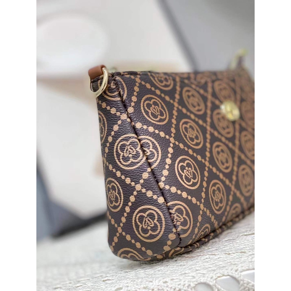 Ví nữ dài cầm tay ví clutch nữ nhiều ngăn họa tiết monogram thời trang vintage Y2984