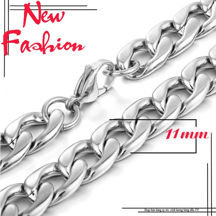 Dây chuyền nam inox kiểu lặc đại 11 mm đẹp, không đen, không gỉ, hợp thời trang