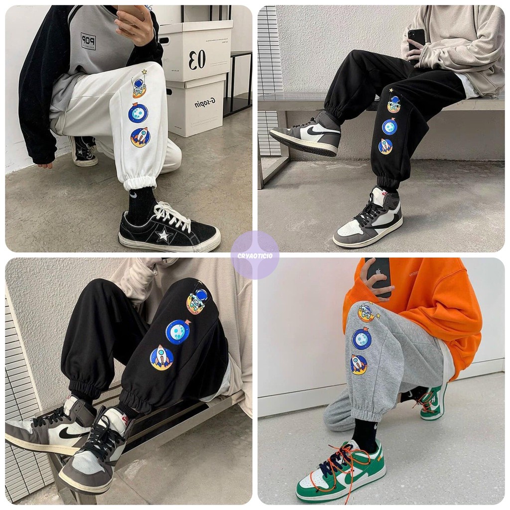[Kèm hình thật] Quần jogger in logo vủ trụ space quần ống bo unisex Cryaotic10