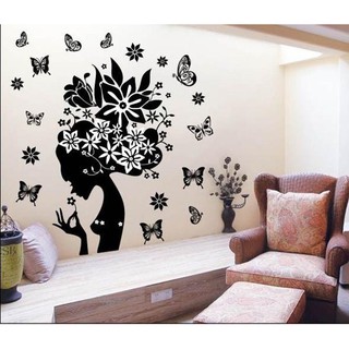 Miếng dán tường trang trí nội thất độc đáo xinh xắn hoa lụa gương tròn hồ cá mini trang trí chụp ảnh chỉ lụa màn chắn