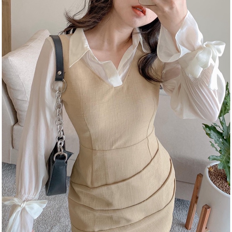 Đầm Katleen - Đầm yếm phối cổ sơ mi | BigBuy360 - bigbuy360.vn