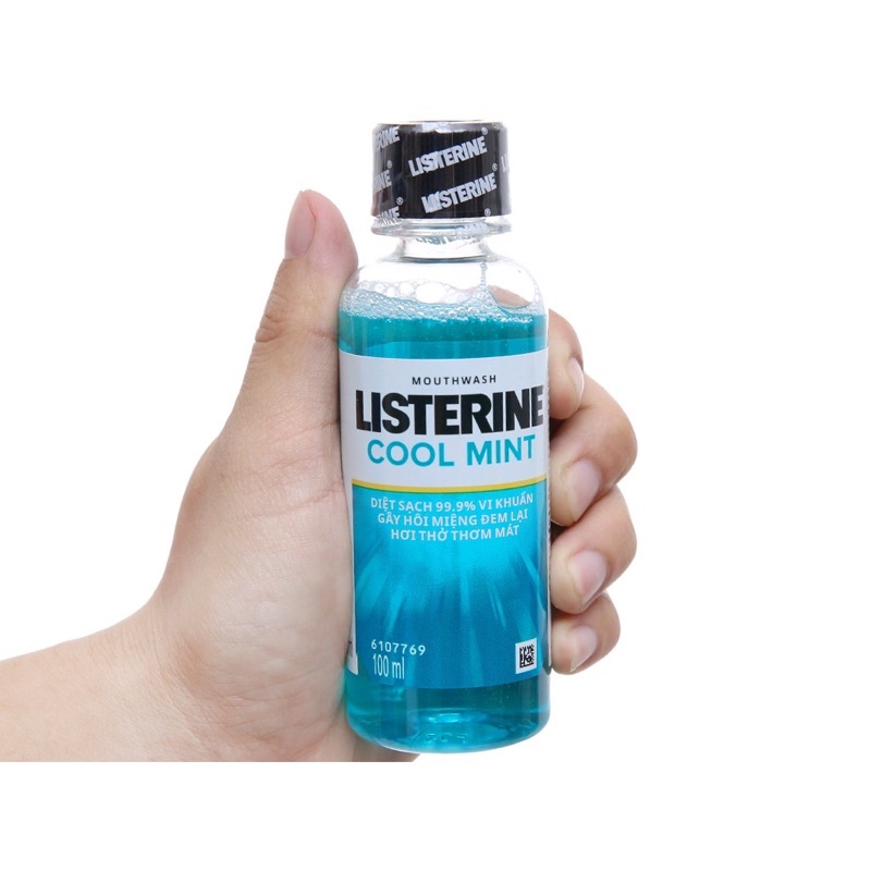 Nước Súc Miệng LISTERINE 100ML Cool Mint, Zero Alcohol, diệt khuẩn bảo vệ răng miệng, giữ hơi thở thơm mát