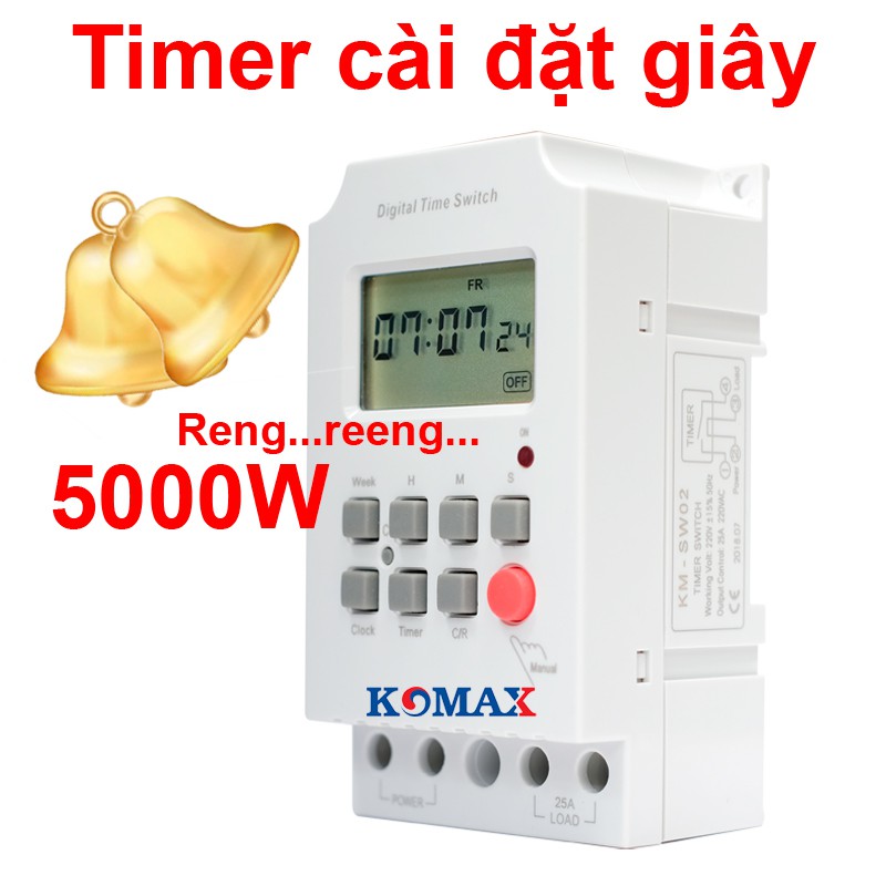 Thiết Bị Hẹn Giờ Theo Giây KOMAX - Hẹn Giờ Reo Chuông KM-SW02