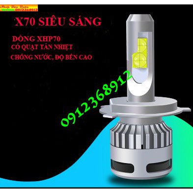 ĐÈN PHA LED X70-XHP70 SIÊU SÁNG CHÂN H4 GẮN CHO XE MÁY- OTO (GIÁ 1 BÓNG)