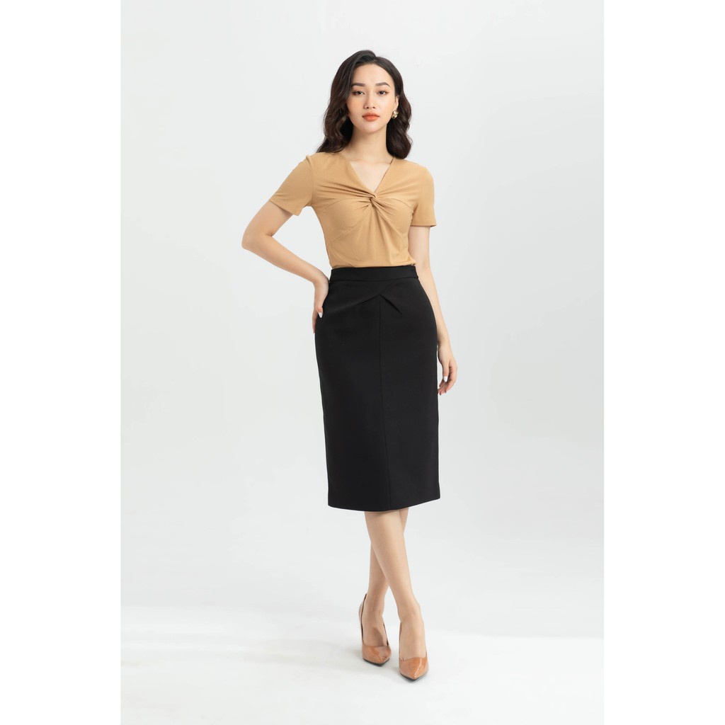 Áo thun gân cổ xoắn nữ IVY moda MS 57M6100