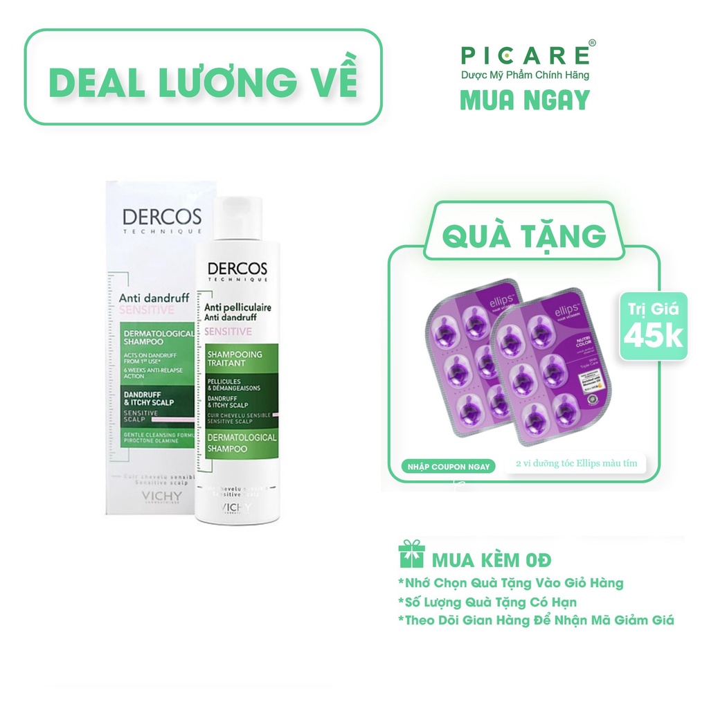 Dầu gội giảm gàu cho da đầu dầu ngứa Vichy Dercos Anti - Pelliculaire Shampooing Traitant 200ml