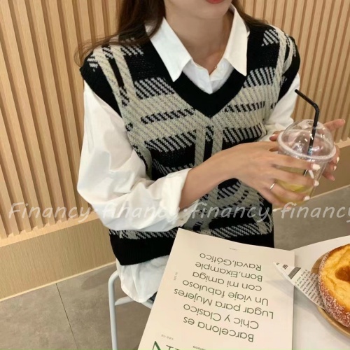 Áo gile len sọc caro  ⚡ MẪU MỚI ⚡ áo len nữ form rộng cơ bản, mix với các loại chân váy cực xinh - L01 | BigBuy360 - bigbuy360.vn