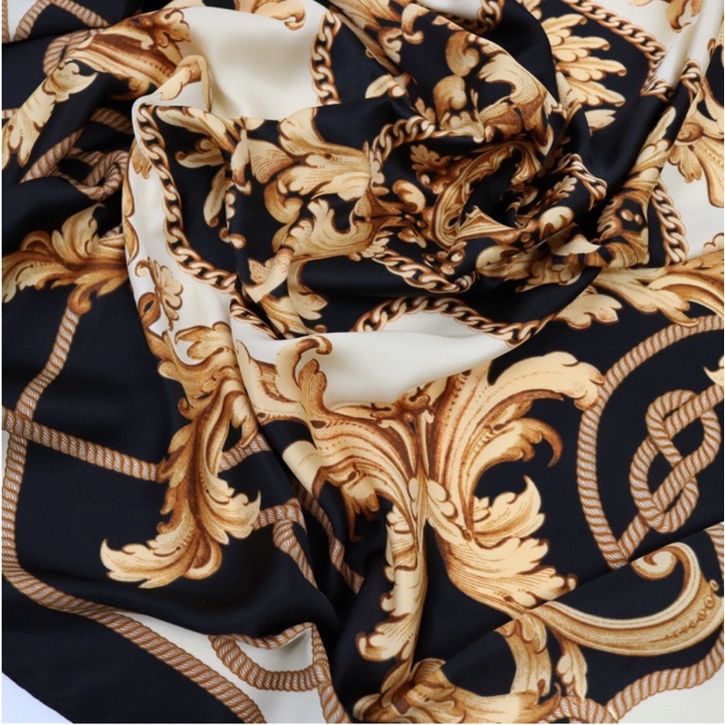 Khăn lụa H/M hàng xuất hoạ tiết luxuary  80x80cm on web 79Rmb