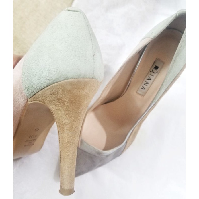 Giày cao gót DIANA chính hãng da lộn phối màu độc đáo 8cm size 37