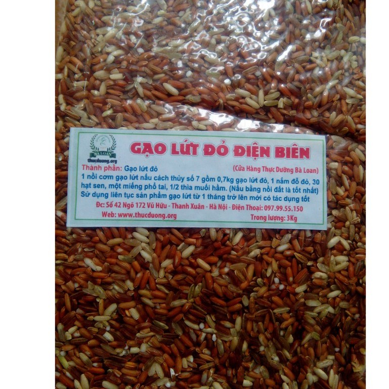 Gạo lứt đỏ điện biên loại dẻo Giảm Cân 3kg - Thực Dưỡng Bà Loan