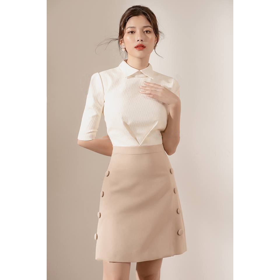 Đầm xòe kiểu tay lỡ váy kết nút hai bên phù hợp đi làm đi chơi MS1921