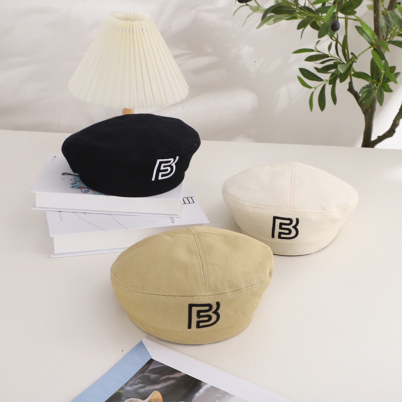 Korean Fashion Embroidered Lettering Beret Hat