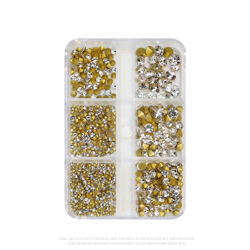 Hộp 6 ngăn đựng hạt cườm đá Misscheering trang trí móng tay độc đáo