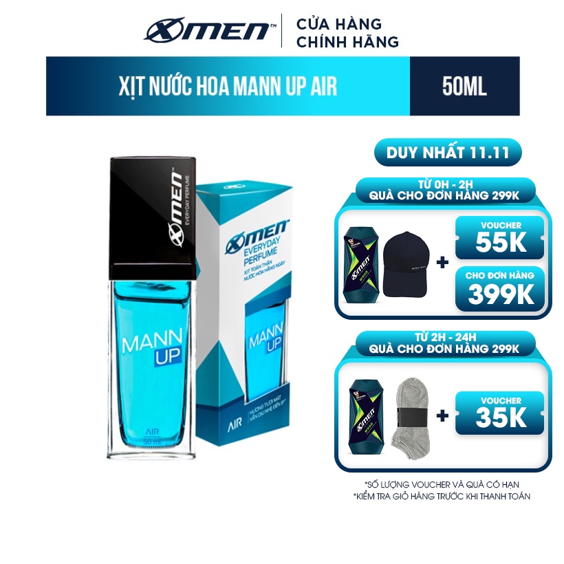 [Mã FMCGMALL -8% đơn 250K] Xịt nước hoa hằng ngày X-Men Everyday Perfume Mann Up Air 50ml