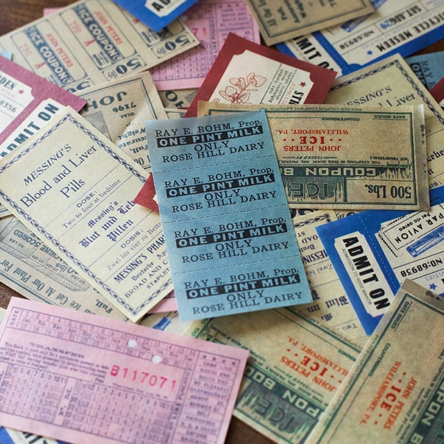 Giấy nhớ chủ đề tem, vé tháng vintage