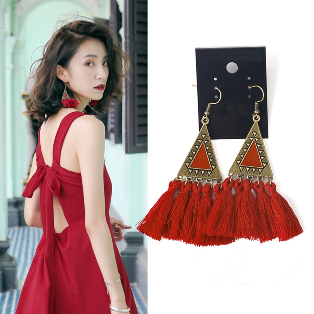 Bông tai boho phong cách vintage iLita khuyên hoa tai bohemian cổ điển nữ đẹp