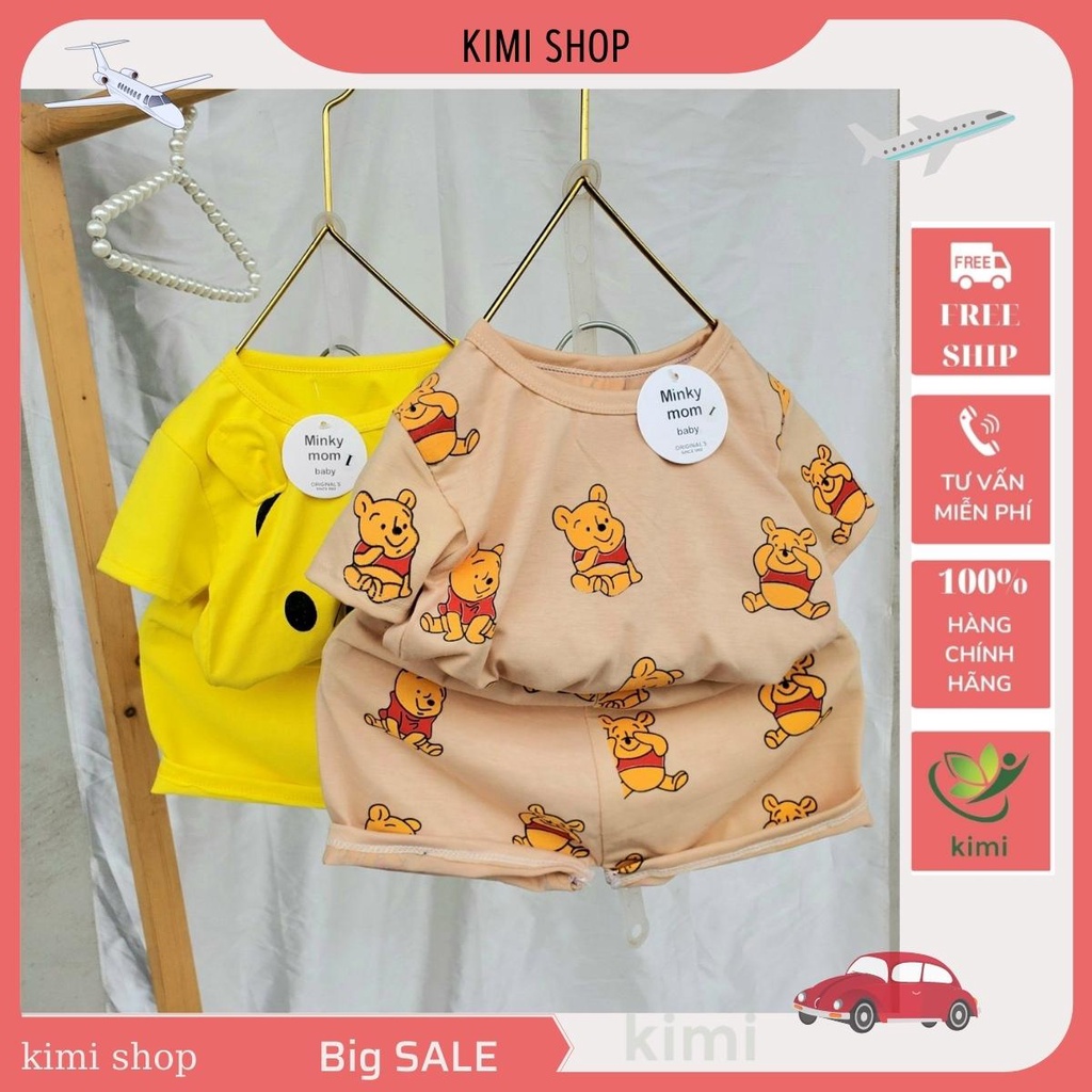 Bộ cộc tay thun lạnh in hình gấu Minky Mom siêu mềm mịn mát cho bé trai gái kimi MIN33