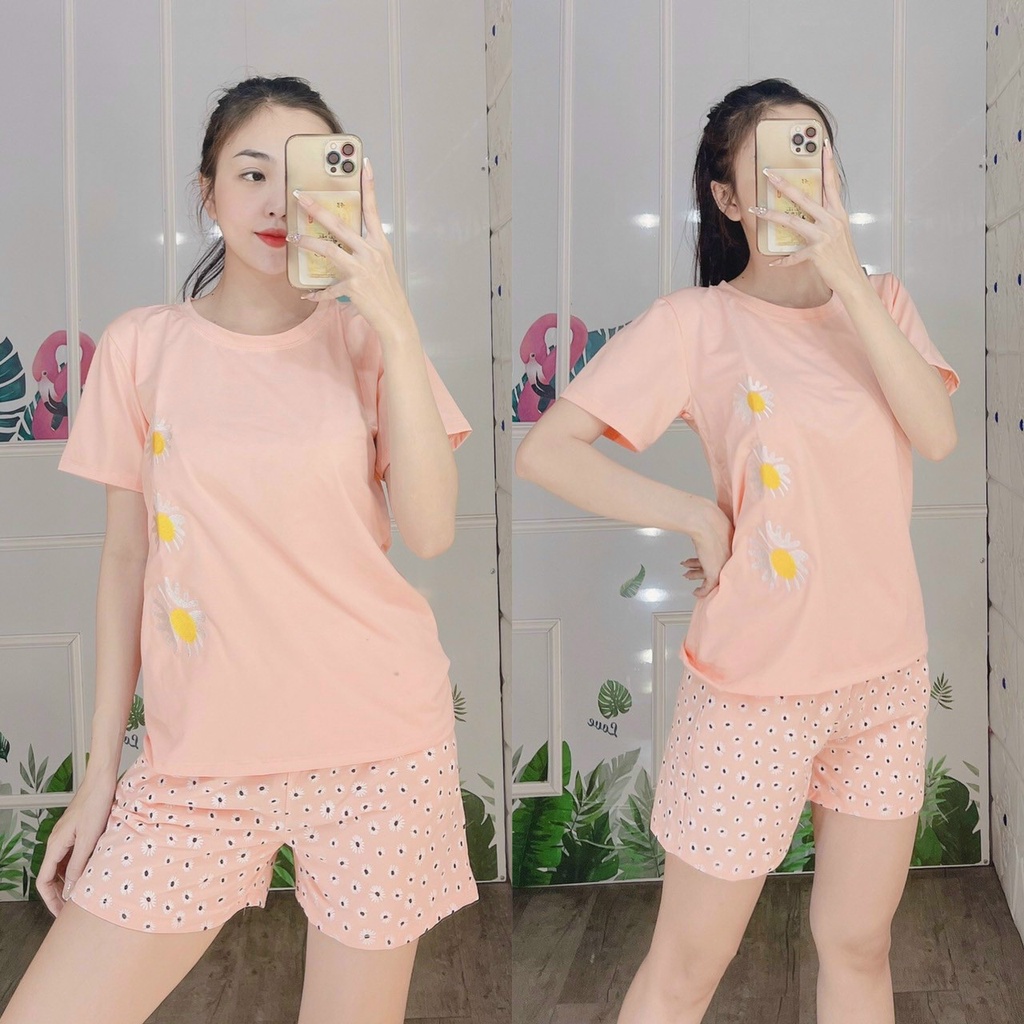ĐỒ BỘ NỮ MẶC NHÀ FORM RỘNG - QUẦN ĐÙI HOA CÚC