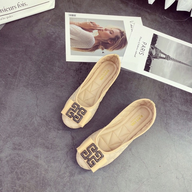 GIÀY BÚP BÊ THÊU PHỐI KHOÁ SIÊU SANG [SẴN]