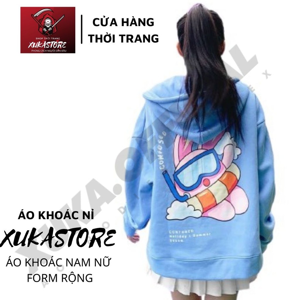 Áo khoác hoodie in hình CONFUSED dành cho nam nữ có mũ form rộng nỉ ngoại màu trắng unisex ulzzang XUKA SHOP