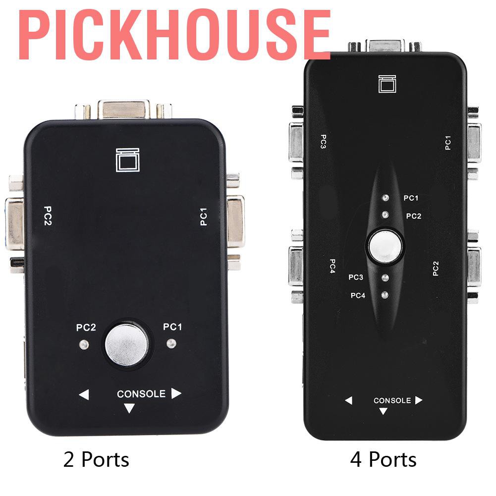 Pickhouse USB 2.0 KVM Switcher 2 / 4 Port VGA Manual Switch Box Video Sharing Adapter