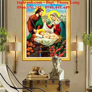 Tranh thêu chữ  thập Gia đình Thánh Gia chúa Jesu LV3027 chưa thêu