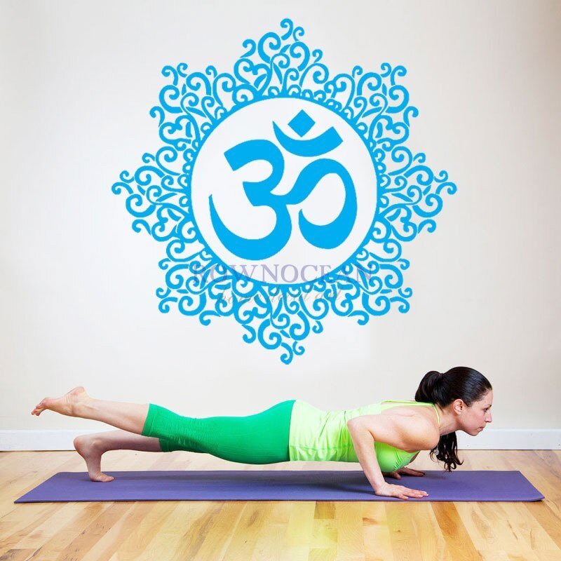 Decal dán tường hình bông hoa chữ OM thanh tịnh - Nhận làm size theo yêu cầu