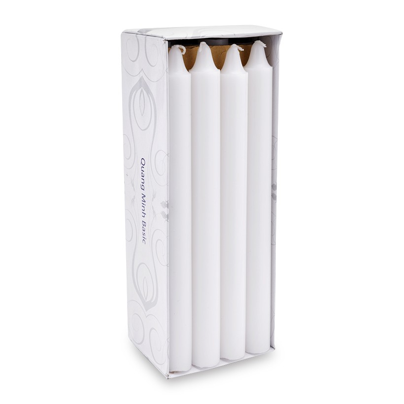 Hộp 12 nến thơm thẳng Quang Minh Candle NQM0031 25 cm (Trắng)