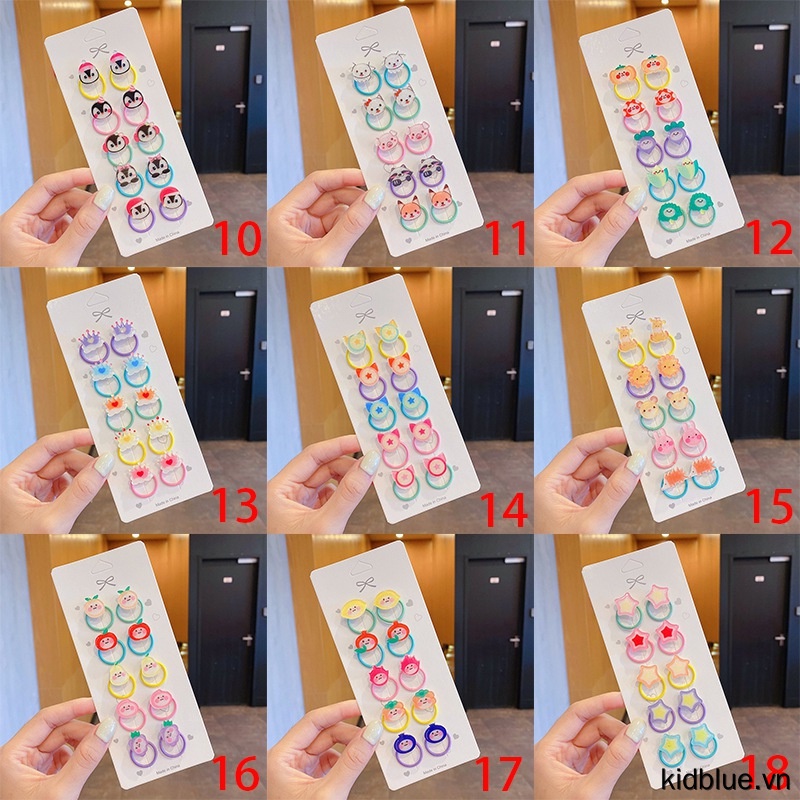 Set 10 dây buộc tóc co giãn đầy màu sắc cho bé gái