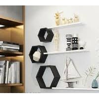 Kệ treo tường trang trí hình lục giác với thanh ngang