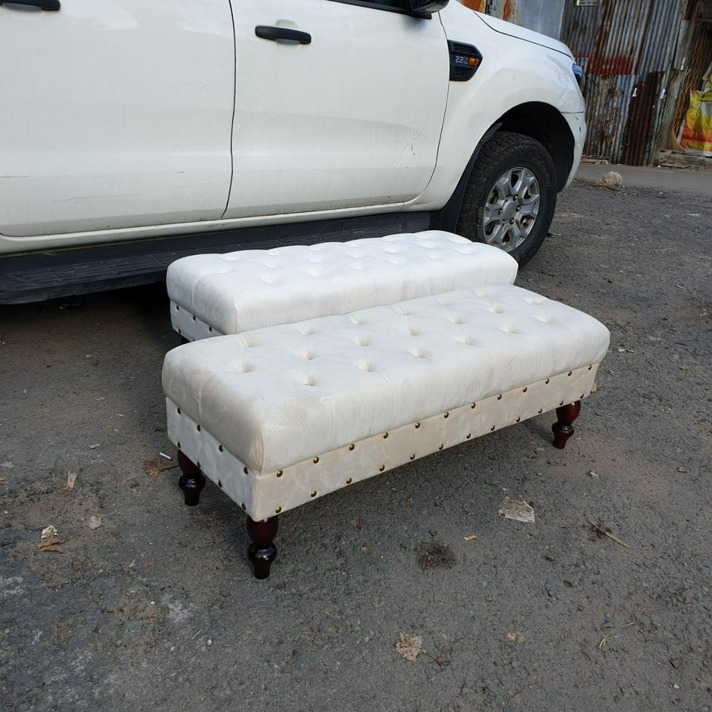 Ghế Đôn Băng Chờ Tân Cổ Điển 1m2 - Sofa Ngồi Chờ Dài Vải Nhung