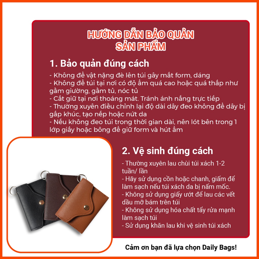 Móc khóa ví da thời trang nam nữ cao cấp sử dụng đựng tiền, thẻ ngân hàng, vé gửi xe, bảng tên - VIVI - DAILY BAGS