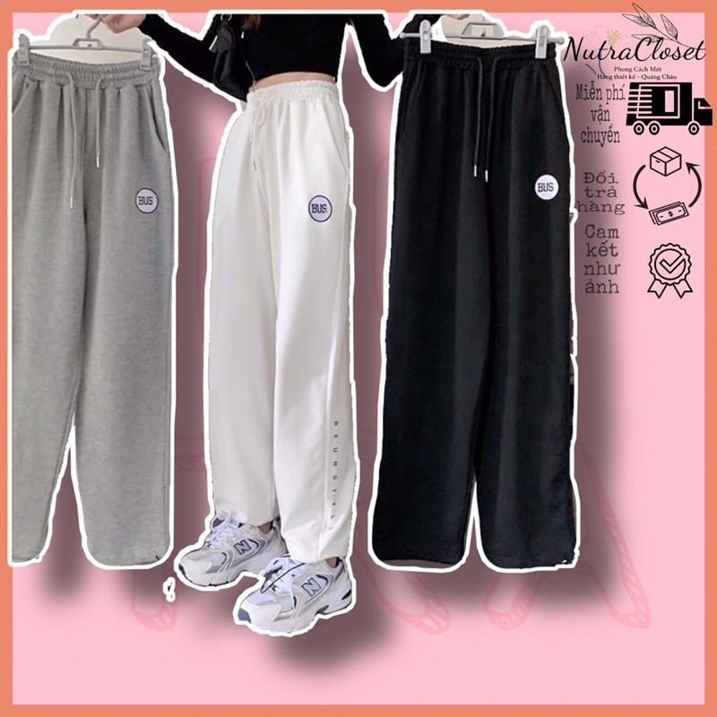 Quần ống rộng dây rút lai quần nỉ ngoại unisex ulzzang nam nữ