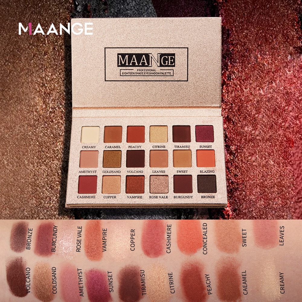 MAGEFY Bảng phấn mắt có phấn má hồng sáng bóng 18 màu trangBảng Phấn Mắt  Lì / Nhũ Kháng Nước Lâu Trôi | BigBuy360 - bigbuy360.vn