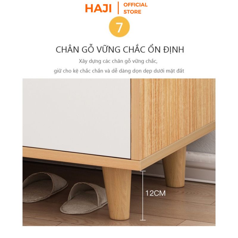 Tủ giày gỗ HAJI chống ẩm cánh mở kết hợp ngăn để đồ tiện lợi - A170