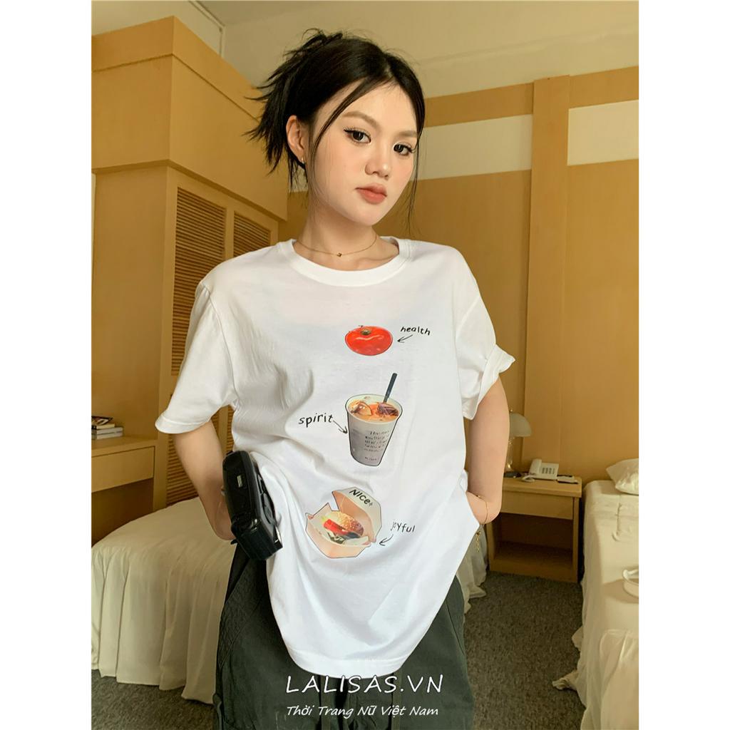 Áo Thun T-shirt Tay Ngắn Cổ Thuyền In Hình LALISAS Dành Cho Nữ