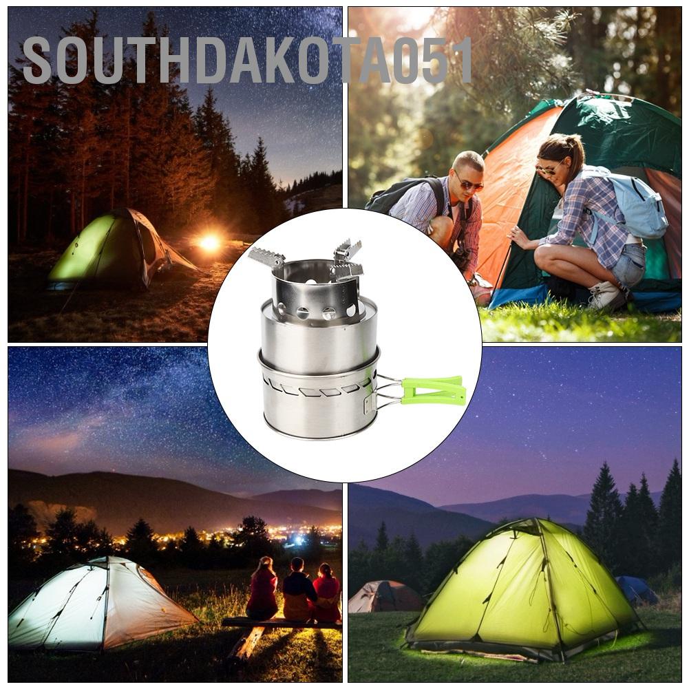 [Hàng Sẵn] Bếp Củi Di Động cắm trại ngoài trời chống gió Dùng Nấu ăn bằng thép không gỉ【Southdakota051】