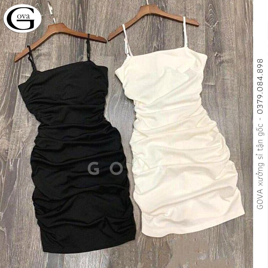 Đầm Váy Body 2 Dây NHÚN Chất Thun Cotton Ôm Sát Gợi Cảm GOVA