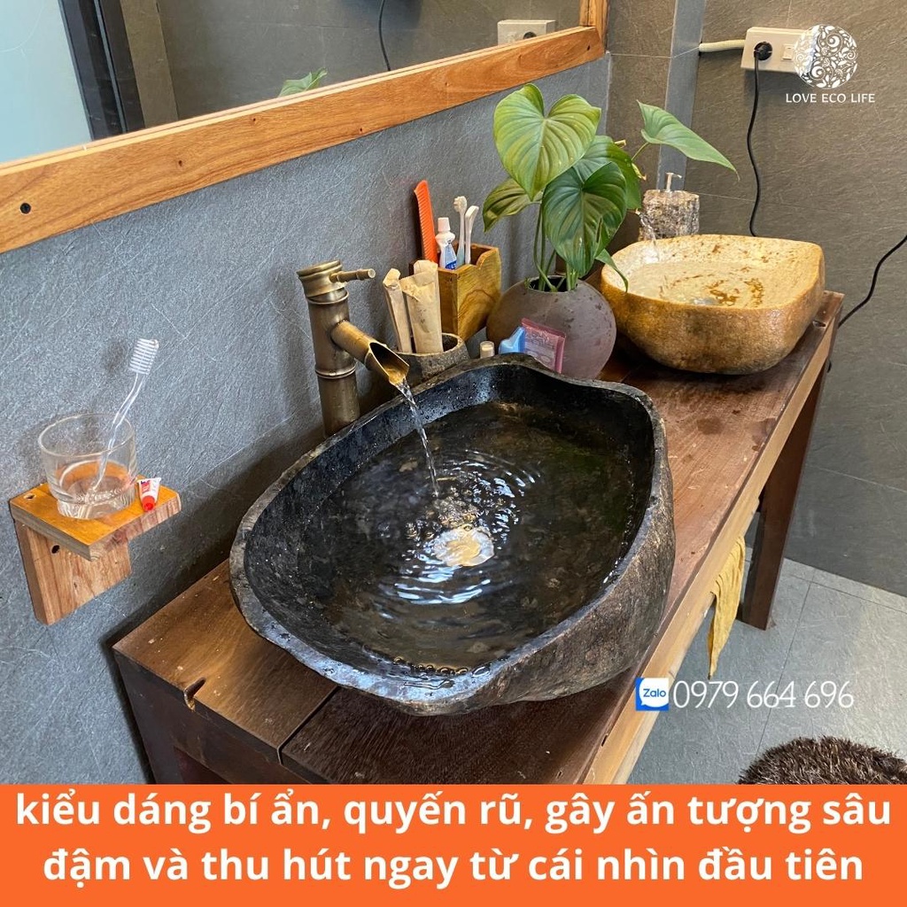 Lavabo chậu đá cuội tự nhiên