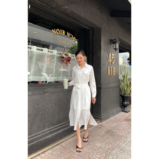 Váy túi hộp tay dài cột nơ eo