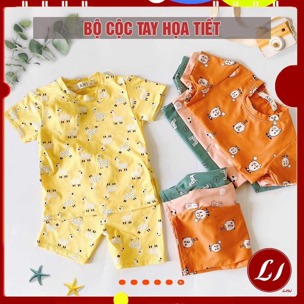 Bộ Quần Áo Cộc Tay THUN LẠNH In Toàn Thân Hình thú Cho Bé (từ 5-16kg) QATE643