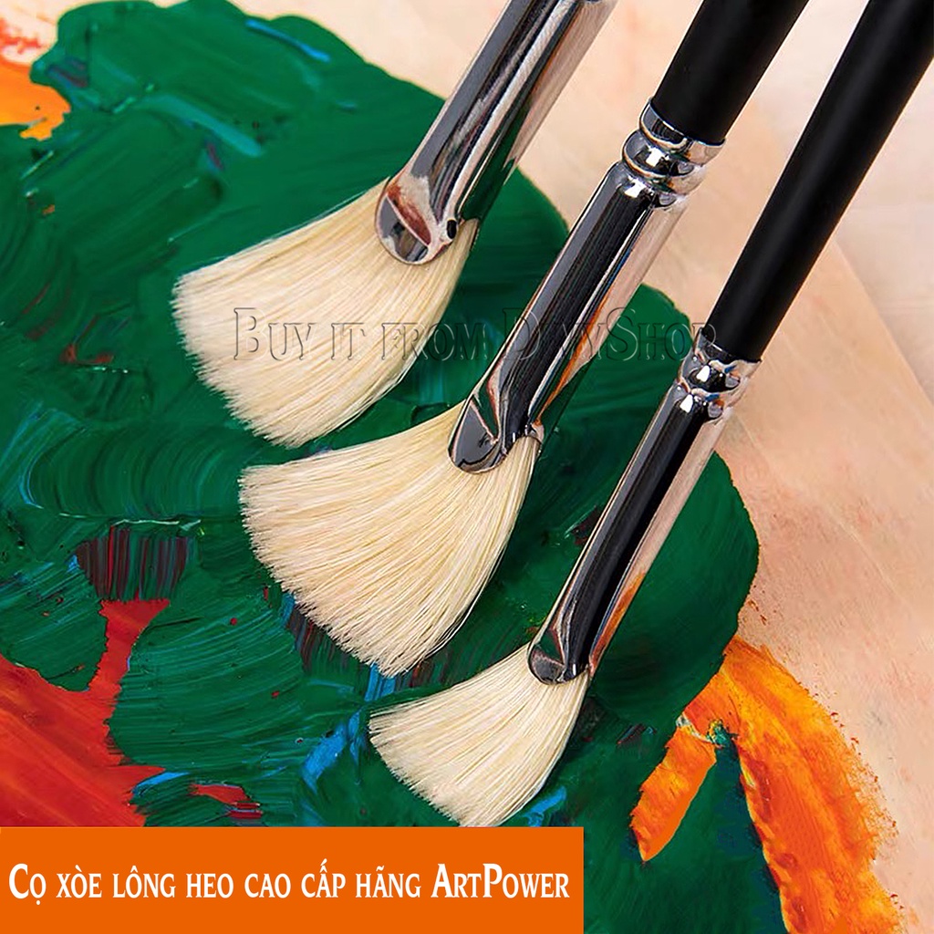 Cọ xòe lông heo vẽ màu sơn dầu, acrylic cao cấp Art Power