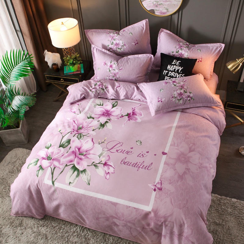 Bộ ga giường lớn bốn món dày ấm áp nguyên chất 100% ga trải giường bằng Vải Cashmere Bộ 4 món ga trả