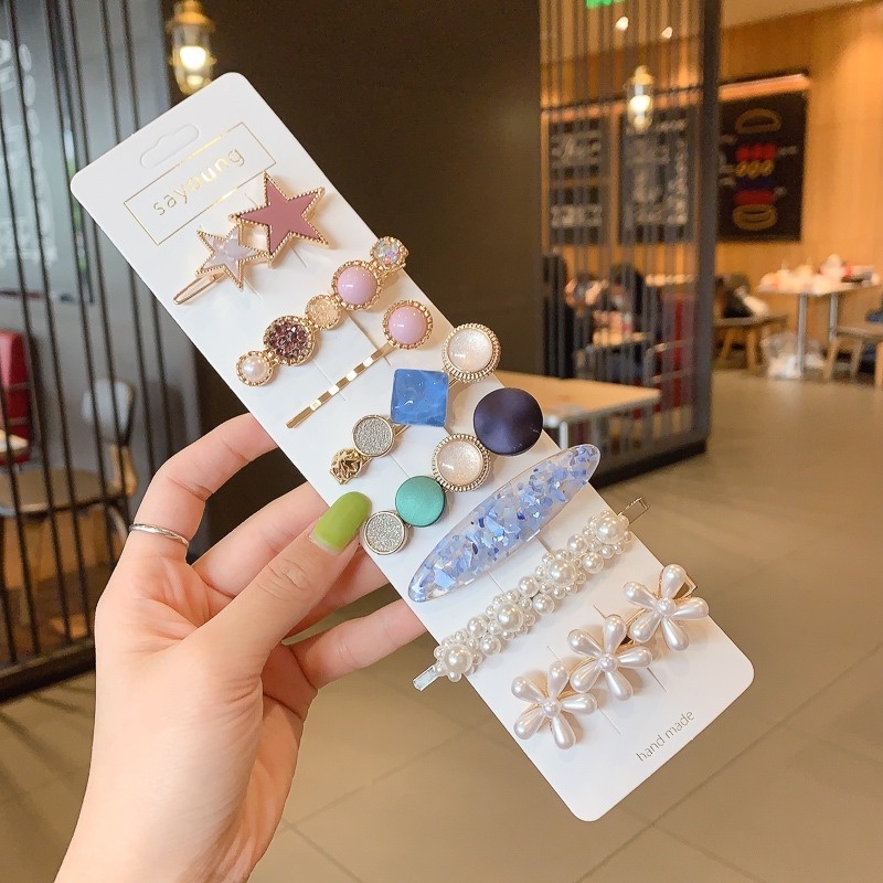 Set kẹp tóc hình ngôi sao đính đá lấp lánh