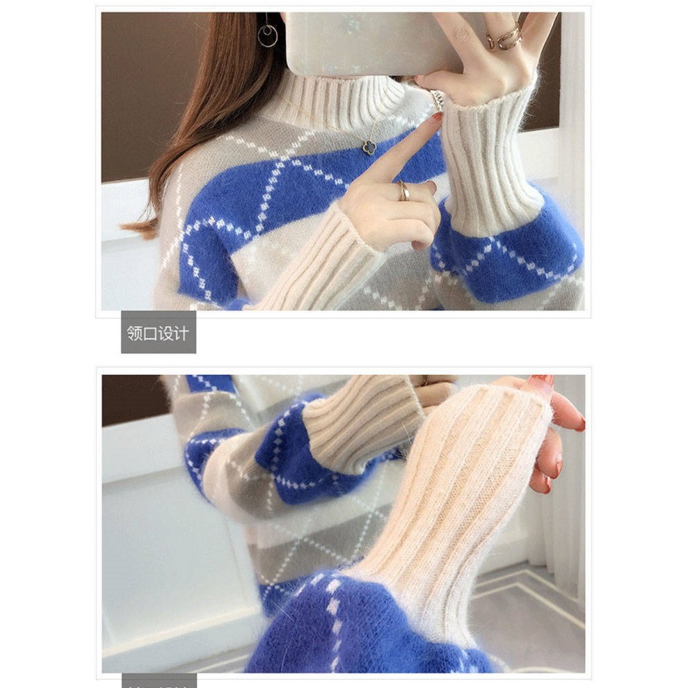 Áo len nữ phối 3 màu đẹp mắt