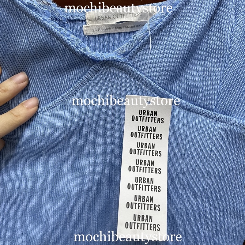 Urban Outfitters - Ribbed Lace Trim Mini Dress | đầm ôm màu xanh với ren