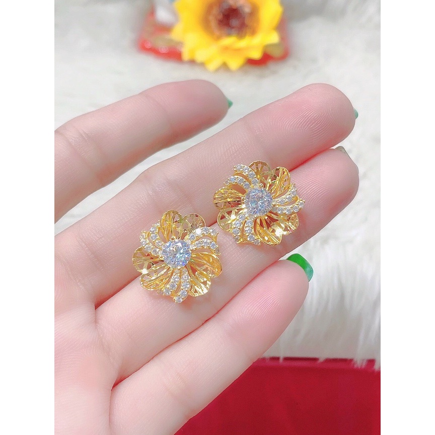 Đôi bông tai nữ mạ vàng xoắn sao 05 cánh mẫu 033R.120522 - Mang đi chơi, đi tiệc rất đẹp