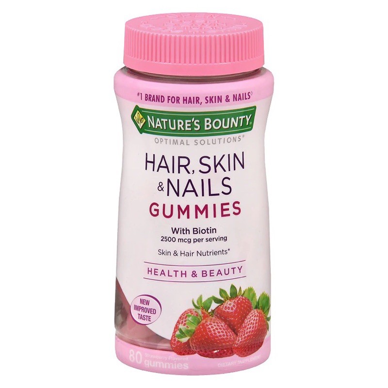 Kẹo Dẻo Hair Skin & Nails Gummies with Biotin Đẹp Da Tóc Móng (Hàng Mỹ) | Thế Giới Skin Care