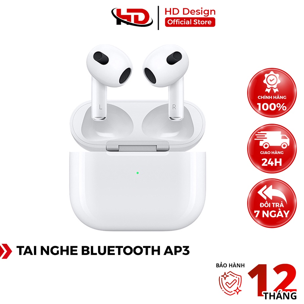 Tai Nghe Bluetooth Không Dây AP3 2021 - Âm Thanh Vòm - Định Vị - Đổi Tên - Sạc Không Dây - Chính Hãng HD DESIGN